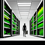 Prompt 1:** A person stepping from a dull, monochromatic office cubicle environment into a vibrant, dynamic, and futuristic world of biology. The new scene should visually represent diverse biological fields: a glowing DNA double helix intertwined with advanced medical instruments, lush vertical farms symbolizing sustainable agriculture, and clear bio-remediation efforts in a clean environmental setting. The overall mood is one of discovery, innovation, and positive transformation. High contrast between the old and new, emphasizing hope and progress.