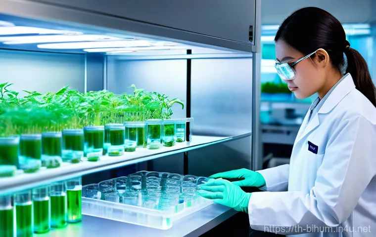 생물학자 연구의 상업화 과정 - **Prompt 1: Futuristic Thai Bio-Innovation Lab**
    A bright, clean, and modern biotechnology labor...