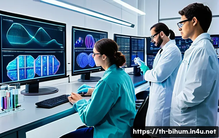 생물학자 직업 교육의 중요성 - **Prompt 1: The Cutting Edge of Biotech and AI in Biology**
    "A dynamic, brightly lit, ultra-mode...