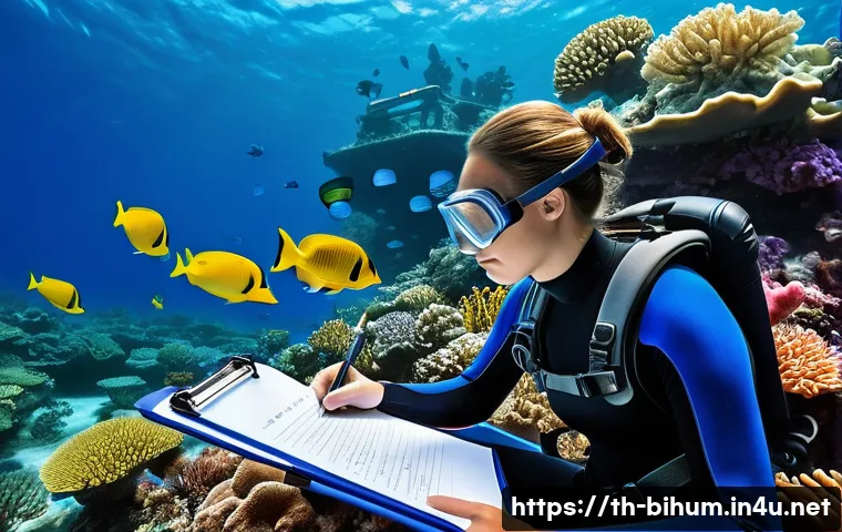 생물학자 자격증 취득 과정 - **Prompt 1: Marine Biologist Exploring a Coral Reef**
    "A professional female marine biologist in...