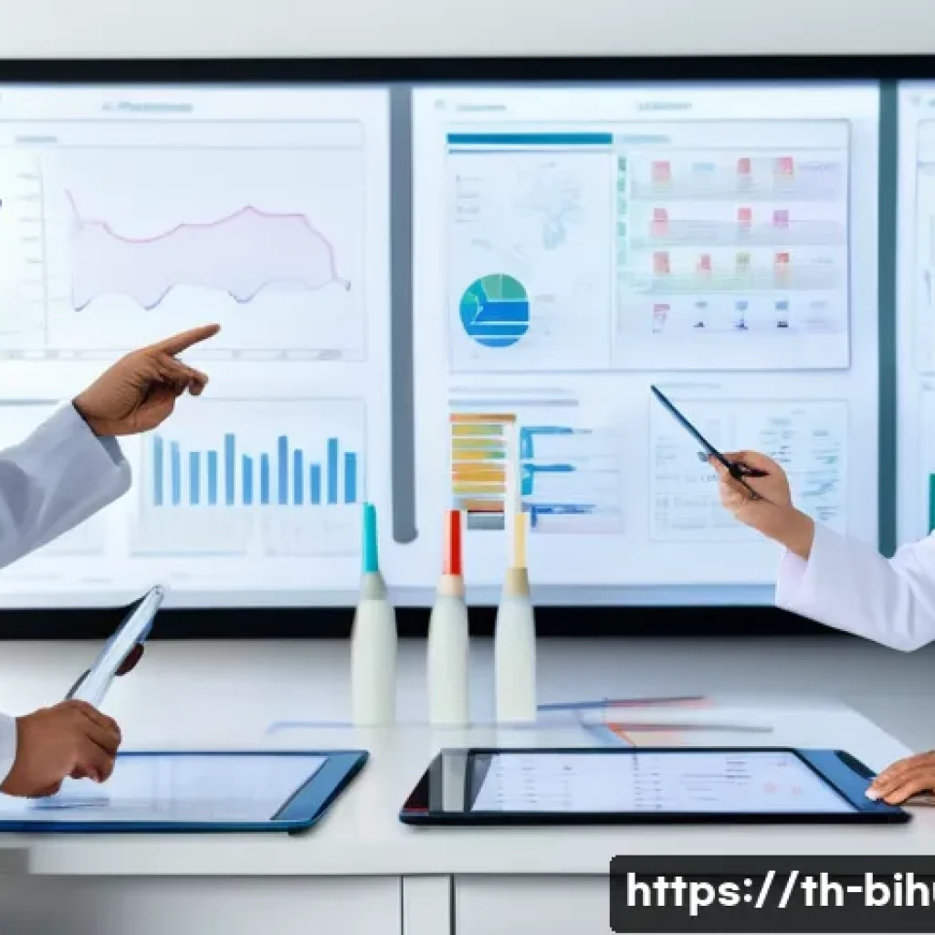 생물학자 연구 프로젝트 관리 - A detailed and vibrant illustration of a Thai biological research team in a modern laboratory settin...