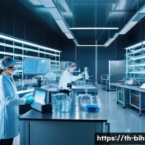 생물학자 창업과 혁신 - A futuristic laboratory scene showcasing a molecular biologist developing RNA-based medicine, featur...